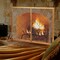 3-Panel Folding Wrought Iron Fireplace Screen with Doors and 4 Pieces Tools Set-Golden